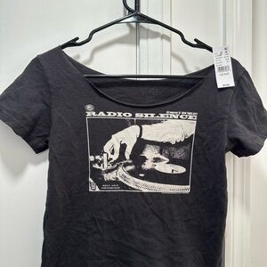 Brandy Melville Charcoal Radio Silence Tee